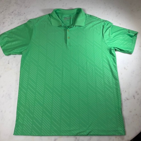Nike Golf Polo Shirt Mens Large Green Excellent Dri-FIT Striped 542175-338 - Picture 2 of 6